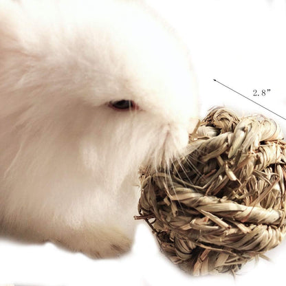 Rabbit Chew Ball Timothy Grass Grinding Small Animal Activity Play Chew Toys for Bunny Rabbits Hamster Guinea Pigs Gerbils