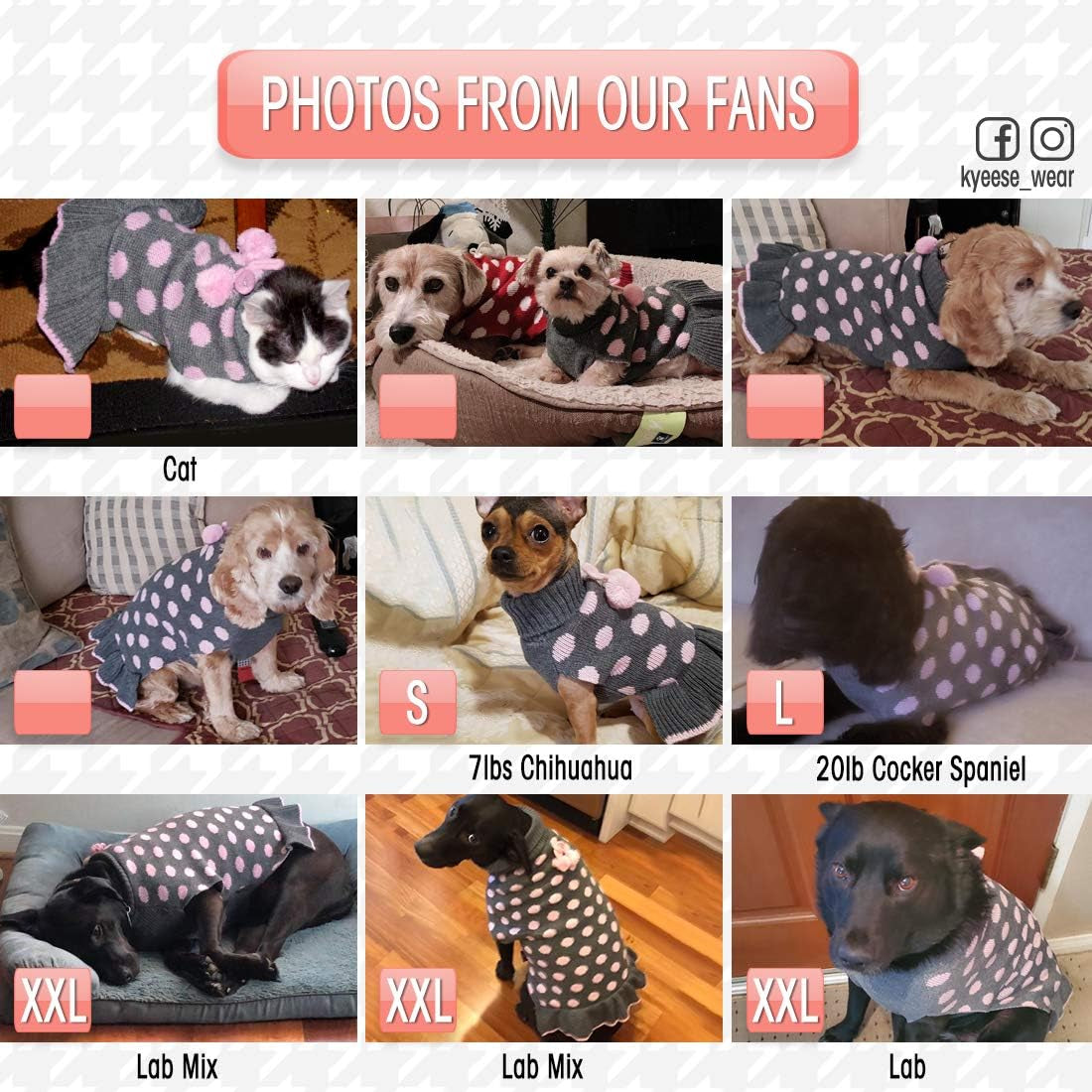 Dog Sweater Dress Turtleneck Polka Dot Dog Sweaters with Leash Hole Knitwear Warm Pet Sweater with Pom Pom Ball